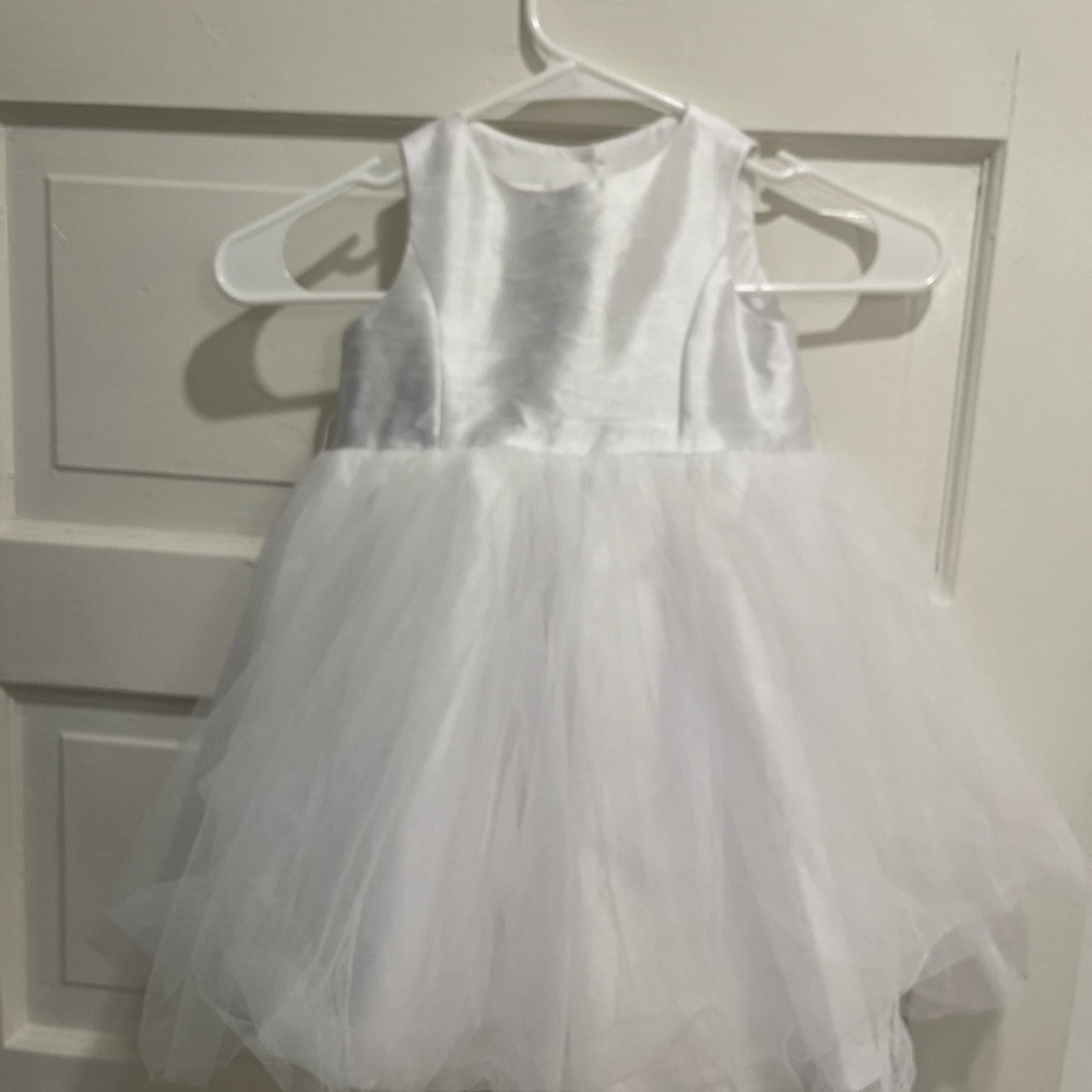 David's Bridal White Formal Dress with Tulle Skirt